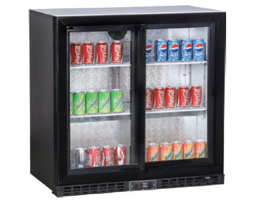 208L تجارية 2 باب زجاجي ثلاجة بار Undercounter ، قضيب خلفي تحت مبرد مضاد ، 2 باب منزلق