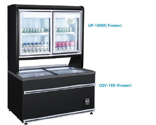 1200L R290 ثلاجة الفريزر التجاري كومبو باب زجاجي سوبر ماركت
