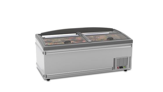 R290 / R404A سوبر ماركت فريزر صندوقي أبواب زجاجية منزلقة تبريد ثابت 600 لتر